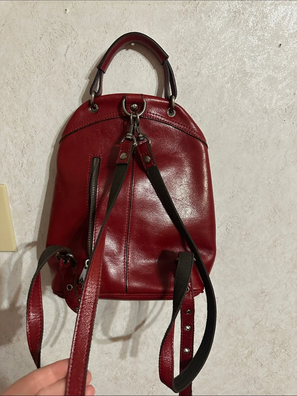 Patricia Nash Red Leather Mini Backpack